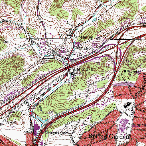 Topographic Map of North Bristol School (historical), VA