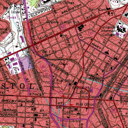Topographic Map of Robert E Lee Public School, VA