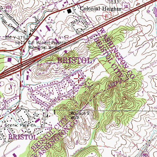 Topographic Map of Shadow Valley, VA