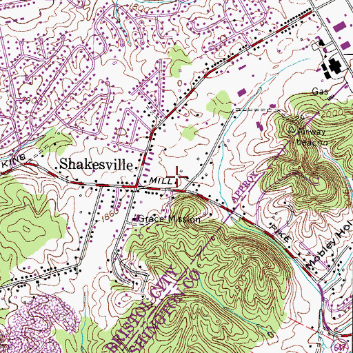 Topographic Map of Shakesville Church of Christ, VA