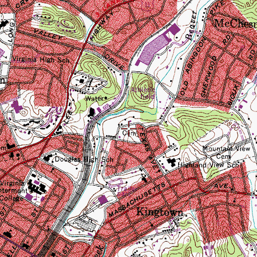 Topographic Map of Sharrett Cemetery, VA