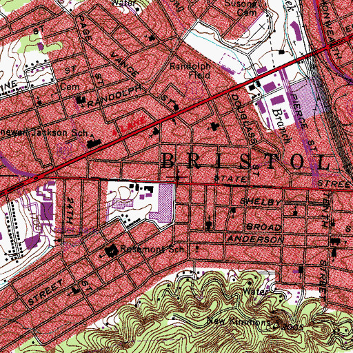 Topographic Map of State Street Church of Christ, VA