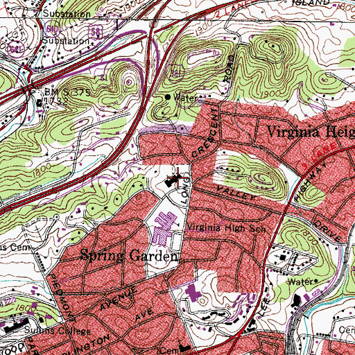 Topographic Map of State Street United Methodist Church, VA