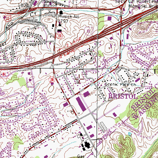 Topographic Map of Virginia Hills, VA