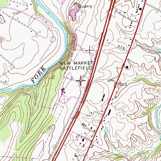 Topographic Map of Bushong Farm, VA