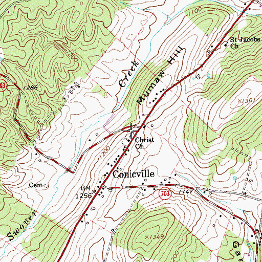 Topographic Map of Christ Church Cemetery, VA