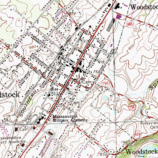 Topographic Map of Emanuel Lutheran Church, VA