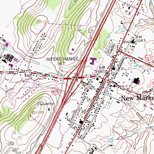 Topographic Map of Interchange 264, VA