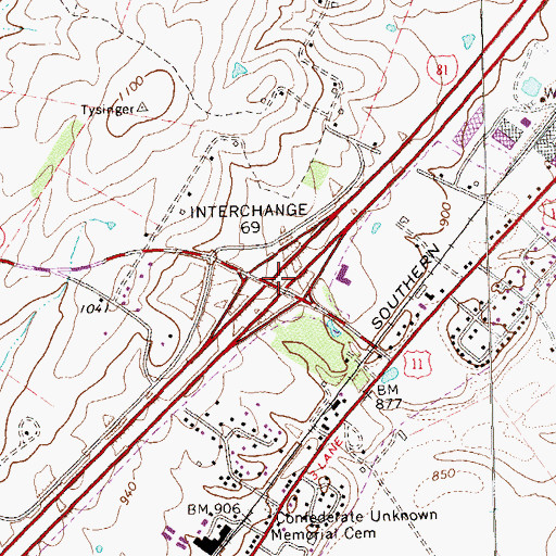 Topographic Map of Interchange 273, VA