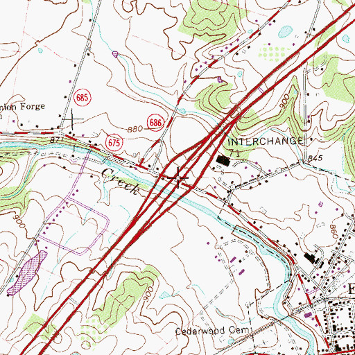 Topographic Map of Interchange 279, VA