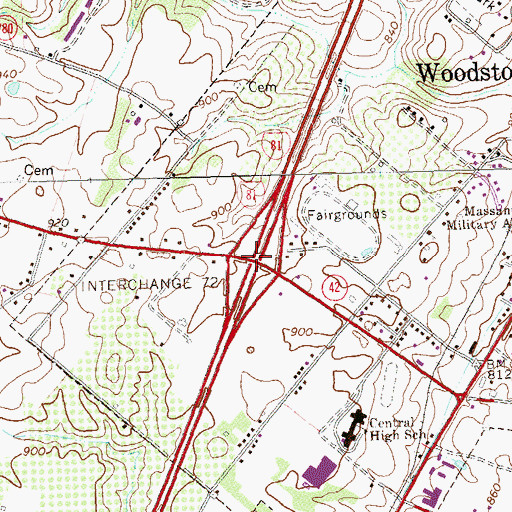 Topographic Map of Interchange 283, VA