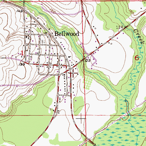 Topographic Map of Bellwood Post Office, AL