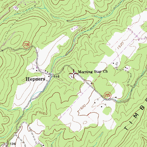 Topographic Map of Morning Star Cemetery, VA