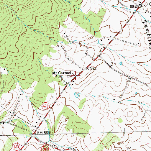 Topographic Map of Mount Carmel Cemetery, VA