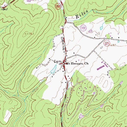 Topographic Map of Mount Hermon Cemetery, VA
