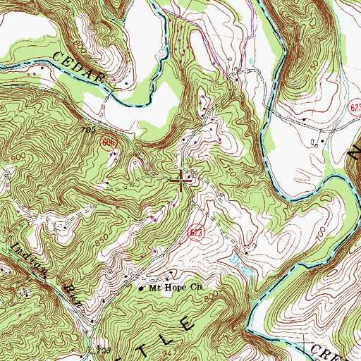 Topographic Map of Mount Hope, VA