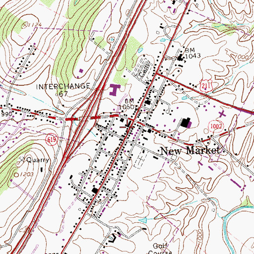 Topographic Map of New Market Area Public Library, VA