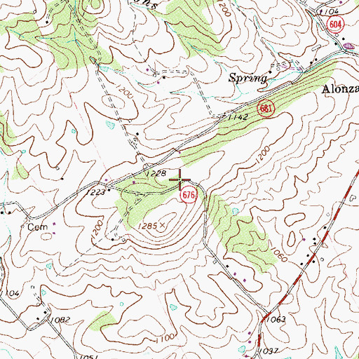 Topographic Map of Pleasant Grove School (historical), VA