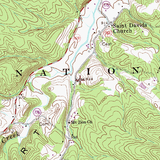 Topographic Map of Saint David Church, VA