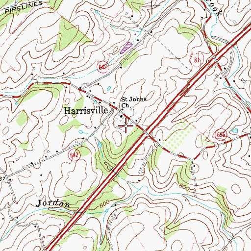 Topographic Map of Saint Johns Cemetery, VA