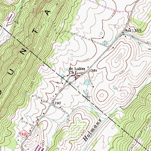 Topographic Map of Saint Lukes Cemetery, VA