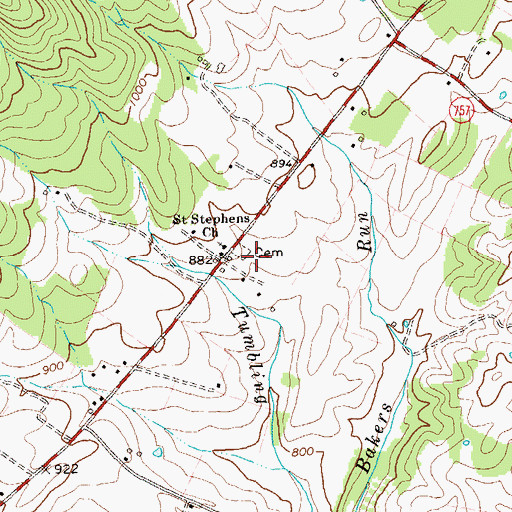 Topographic Map of Saint Stephens Cemetery, VA