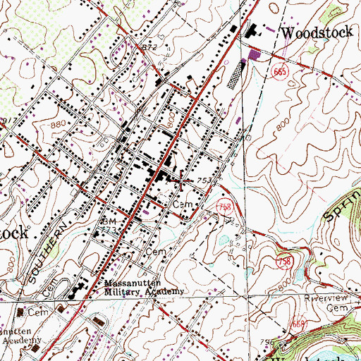 Topographic Map of Sidney P Laughlin Memorial Chapel, VA