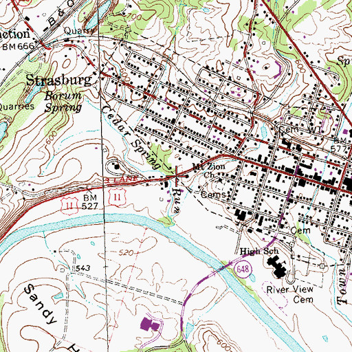 Topographic Map of Spanglers Mill (historical), VA