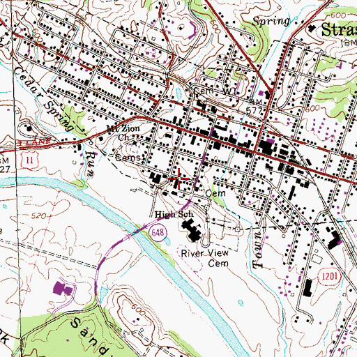 Topographic Map of Strasburg Christian Church, VA