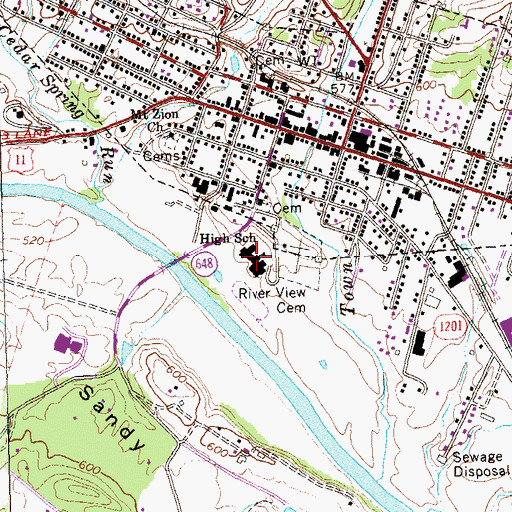 Topographic Map of Strasburg High School, VA