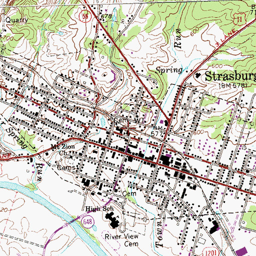 Topographic Map of Strasburg Methodist Church, VA