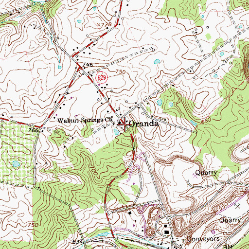 Topographic Map of Walnut Springs Christ Church Cemetery, VA