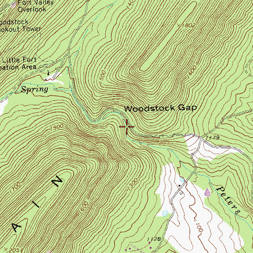 Topographic Map of Woodstock Recreational Area, VA