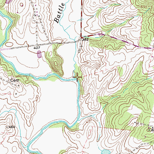 Topographic Map of Battle Run, VA