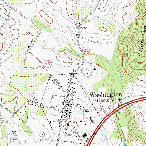 Topographic Map of First Baptist Church of Washington, VA