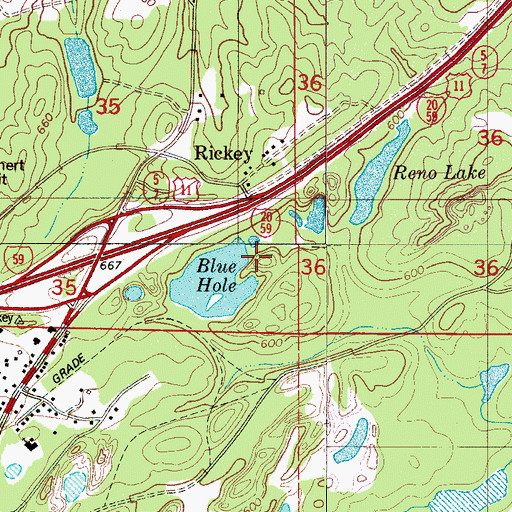 Topographic Map of Houston Mine, AL