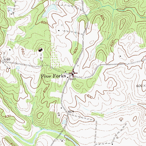 Topographic Map of Five Forks Regular Baptist Church, VA
