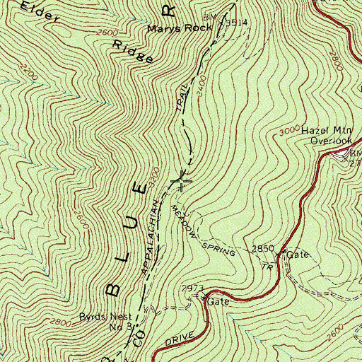Topographic Map of Meadow Spring Shelter (historical), VA