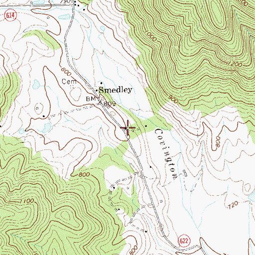 Topographic Map of Promise Land Baptist Church, VA