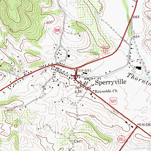 Topographic Map of Sperryville Historic District, VA