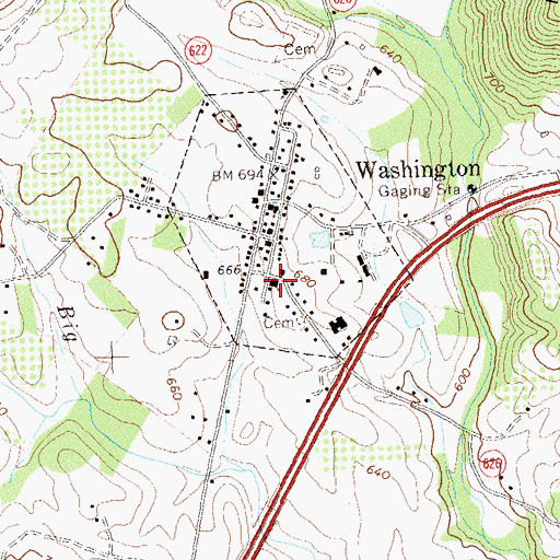 Topographic Map of Washington Baptist Church, VA