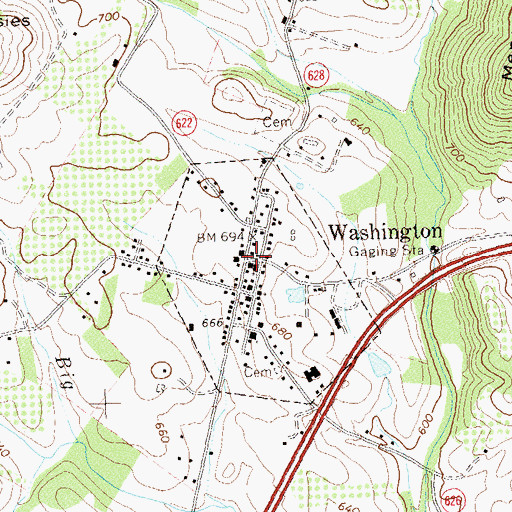 Topographic Map of Washington Historic District, VA