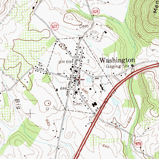 Topographic Map of Washington Methodist Church (historical), VA