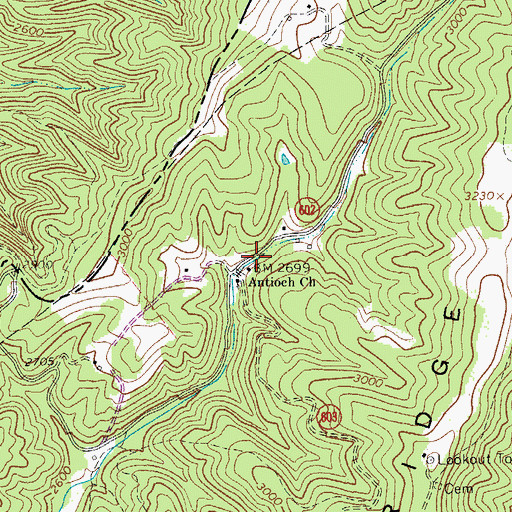 Topographic Map of Big Branch School (historical), VA