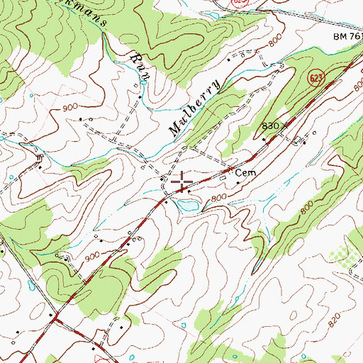 Topographic Map of Waverly School (historical), VA