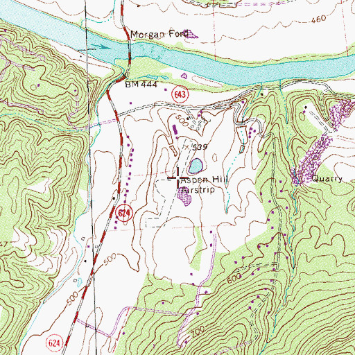 Topographic Map of Aspen Hill Airstrip (historical), VA
