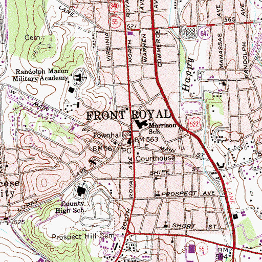 Topographic Map of First Baptist Church, VA