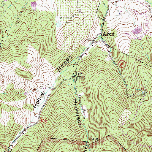 Topographic Map of Harmony Hollow School (historical), VA