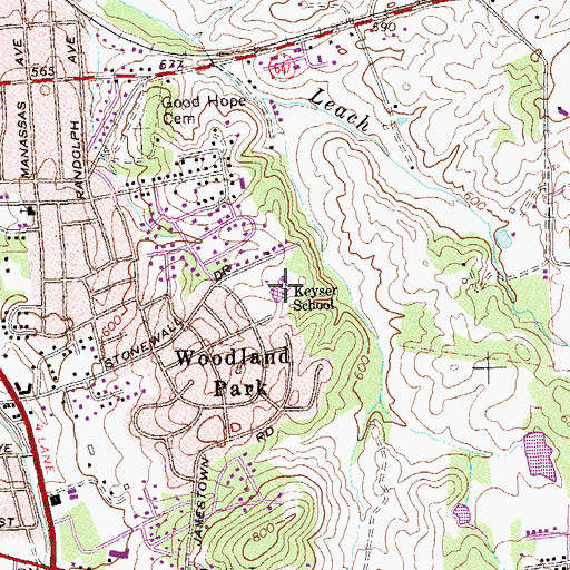 Topographic Map of Leslie Fox Keyser Elementary School, VA