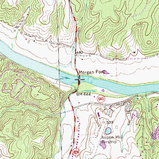 Topographic Map of Morgans Ford Bridge, VA